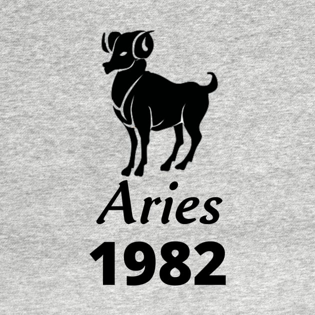 Black Aries Zodiac 1982 by Down Home Tees